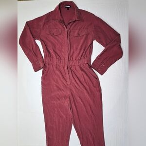 Express XS Jumpsuit Romper Long‎ Sleeve Utility Style Reddish Brown
